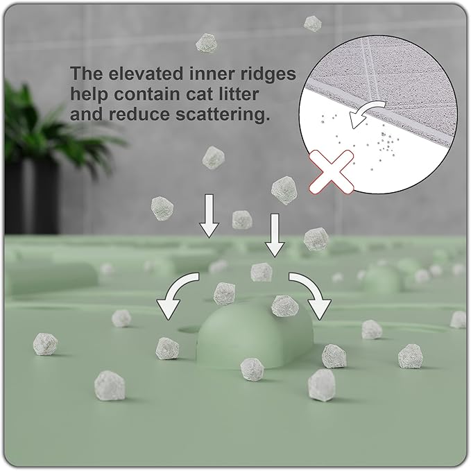 OHMO Cat Litter Mat XXL Trapping Mat Premium Silicone Rubber 37.5x25.2 Sage - Image 3