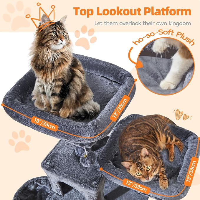 Taoqimiao Large Cat Tree，73-Inch Cat Tree Tower - Image 4