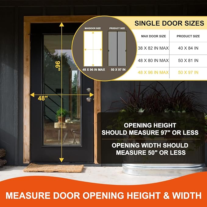 Fiberglass Magnetic Screen Door Fit Door Size 48 x 96 in- Heavy Duty Fiberglass - Image 2