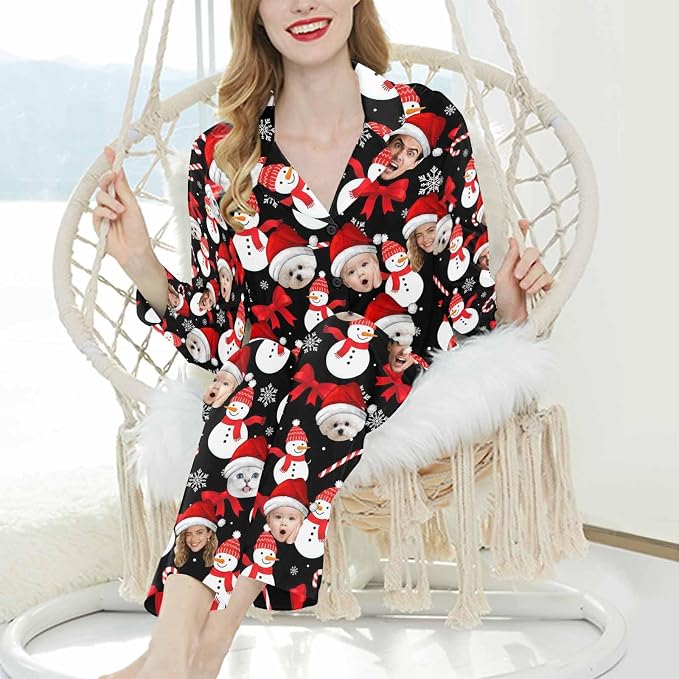 Artsadd Custom Pajamas for Women Men Family, Personalized Face Pjs Pajama Pants - Image 3