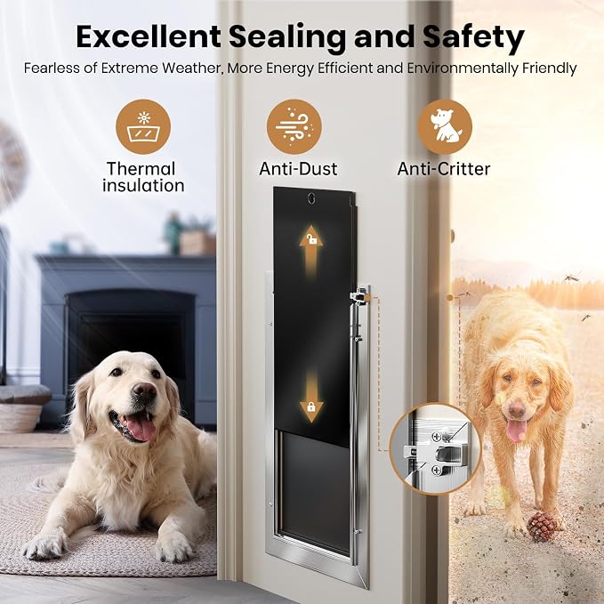Dog Door All Aluminum Medium, Doggy Doggie Cat Door, Heavy Duty Pet Door - Image 4