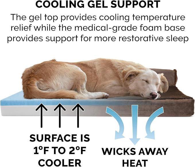 Furhaven Cooling Gel Dog Bed for Large Dogs w/ Removable Bolsters & Washable - Image 4