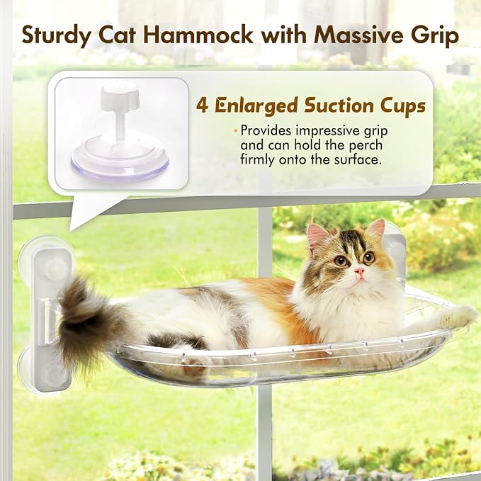 AMOSIJOY Transparent Cat Window Perch, Panoramic Space Capsule Window Seat - Image 6