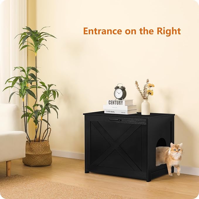 Dwanton Cat Litter Box Furniture Hidden, Cat Litter Box Enclosure, Reversible - Image 2