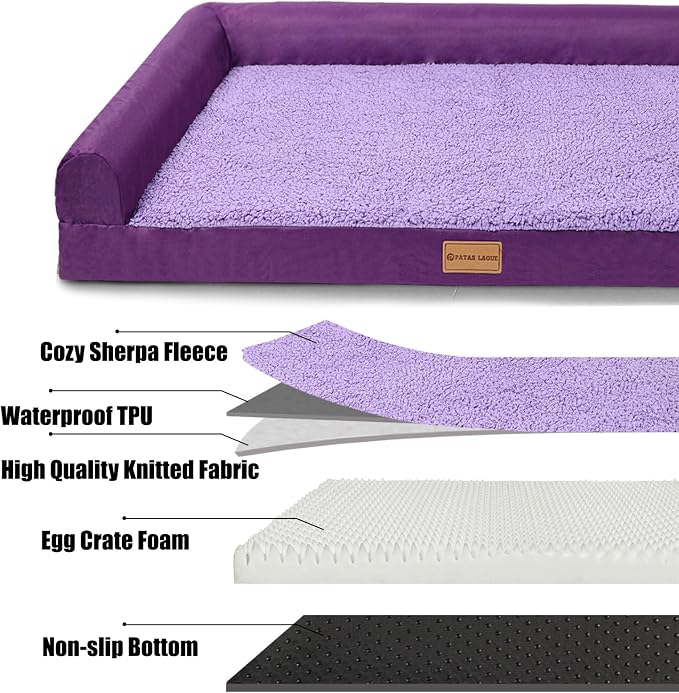 Patas Lague Orthopedic XL Dog Bed Large Sized Dog 48''X30'', Waterproof L - Image 4