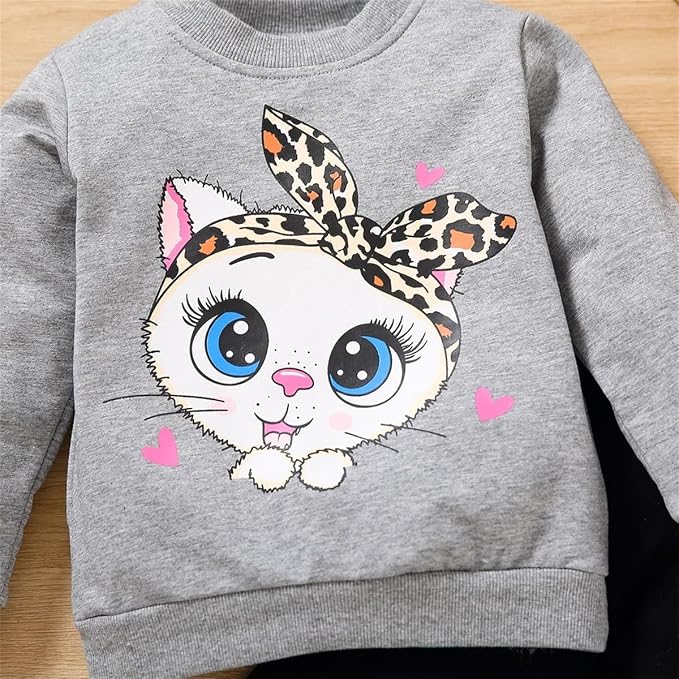 Little Girls Unicorn Outfits 2 Piece Kids Ruffle Sleeve Sweatshirt + Leggings - Image 4