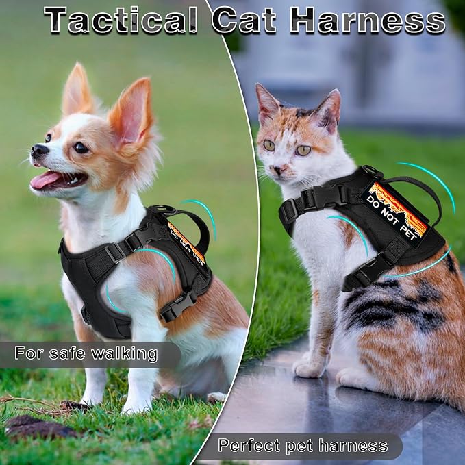 Tactical Cat Harness for Walking, Adjustable Escape Proof Pet Vest for Large Cat - Image 3