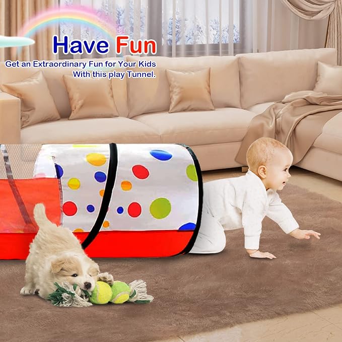 PigPigPen Kids Tunnel for Toddlers, Pop Up Play Tunnel Tent for Babies or Dogs - Image 6