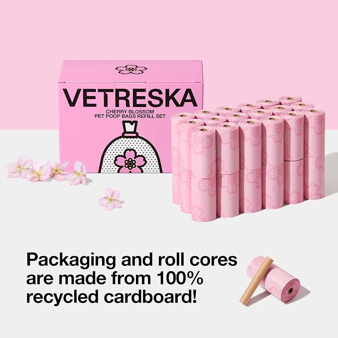 VETRESKA Cherry Blossom Scented Dog Poop Bags, Leak Proof, Extra Thick and - Image 5