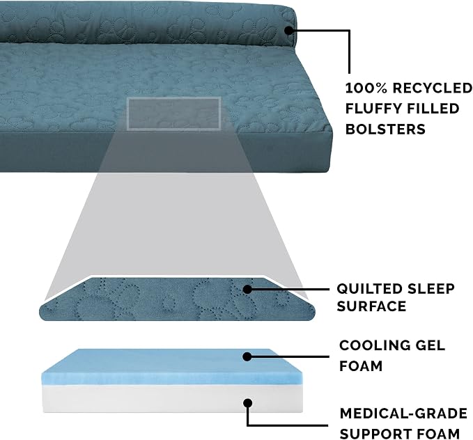 Furhaven Cooling Gel Dog Bed for Large/Medium Dogs w/ Removable Bolsters & - Image 4