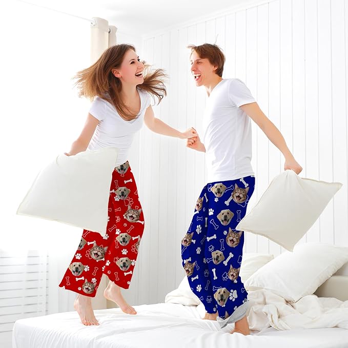 Custom Pajama Pants for Women Men, Personalized 67 Name Photo PJ Family Six - Image 2