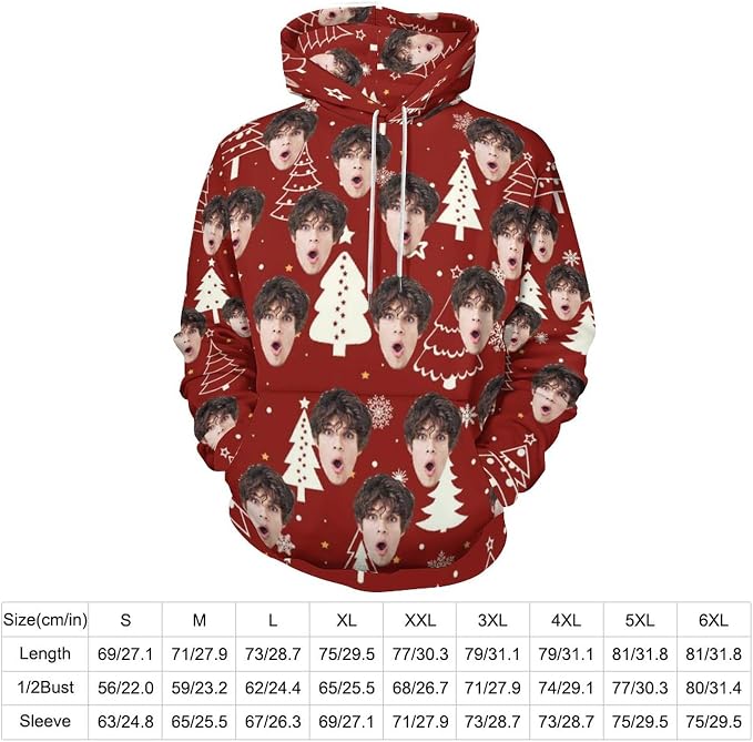 Artsadd Custom Face Unisex athletic Pockets Sweatshirt Loose Hoodie Custom - Image 3