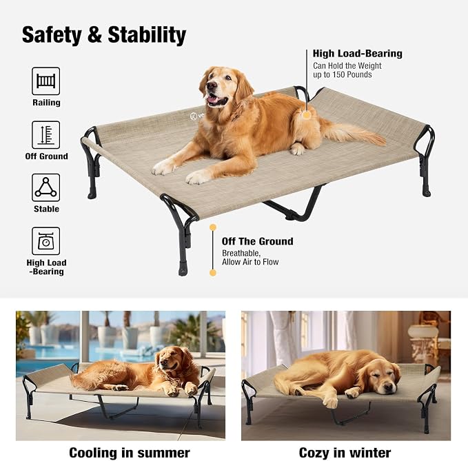 Veehoo Cooling Elevated Dog Bed, XL Raised Pet Cot - Image 6