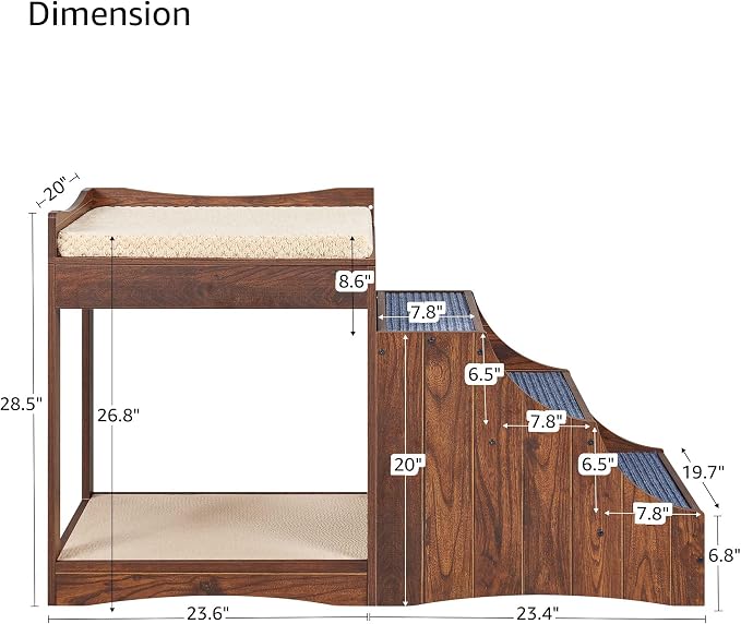 unipaws Pet Bunk Bed with Removable Step - Image 7