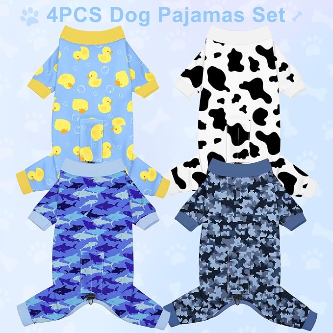 Bienbee Dog Pajamas, 4 Pack Dog Recovery Suit Shedding Suit Cute Soft Puppy - Image 2