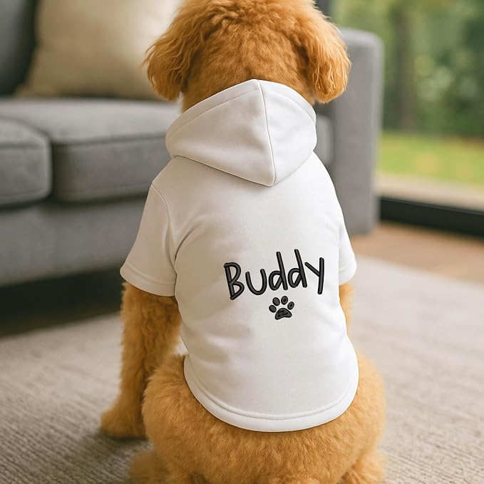 Personalized Name Dog Hoodie, Embroidered Hoodies Pets Name, Bright Puppy - Image 2