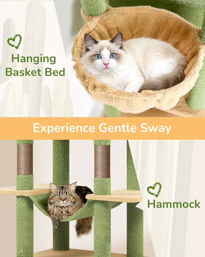 Globlazer Cactus Heavy Duty Cat Tree Tower 80in Tall Extra Large Cat Tree Tower - Image 5