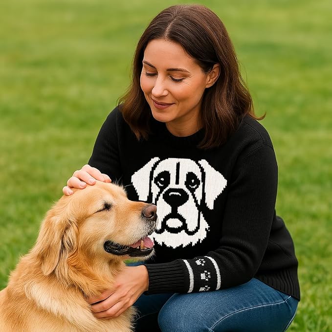 Custom Dog Knit Sweater for Women Personalized Pet Paw Print Pullover Dog Mom - Image 6