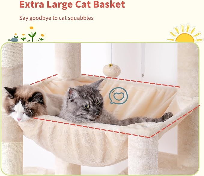 Hey-brother Tall Cat Tree Tower, Heavy Duty Scratching Posts - Image 4