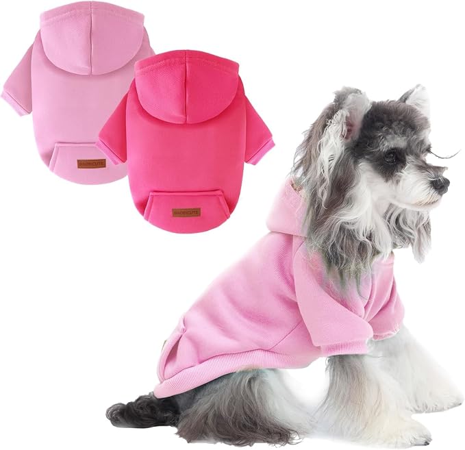 2 Pack Dog Hoodie Warm Hood Dog Sweater Cold Weather Small Dogs Sweatshirt by BAOBICUTE