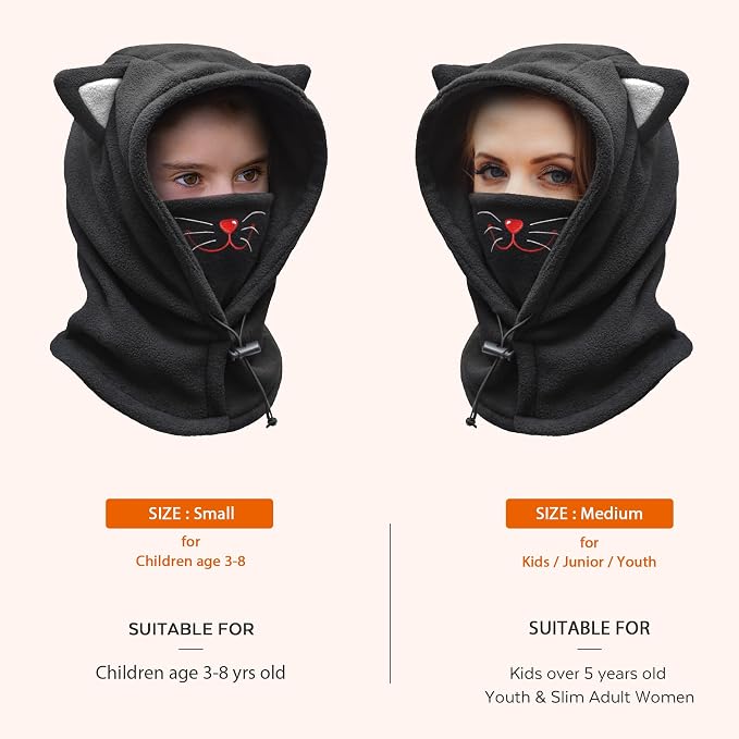 BLUEMARS Kids Winter Hat Balaclava, Fleece Cold-Weather Hood - Image 2