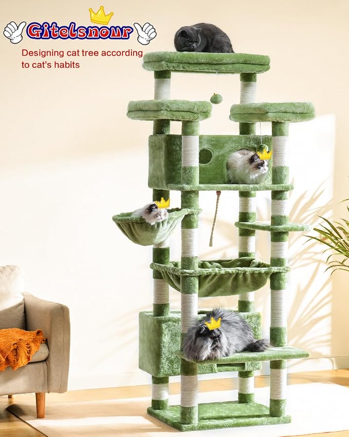 Cat Tree for Indoor Cats Large Adult, 2 Baskets, 2 Condos - Image 2