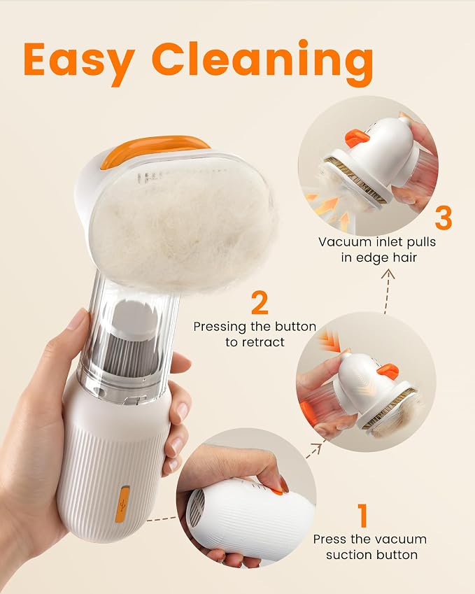 Vacuum Dog Brush for Shedding, 4-in-1 Self Cleaning Slicker Brush for Dogs& - Image 6