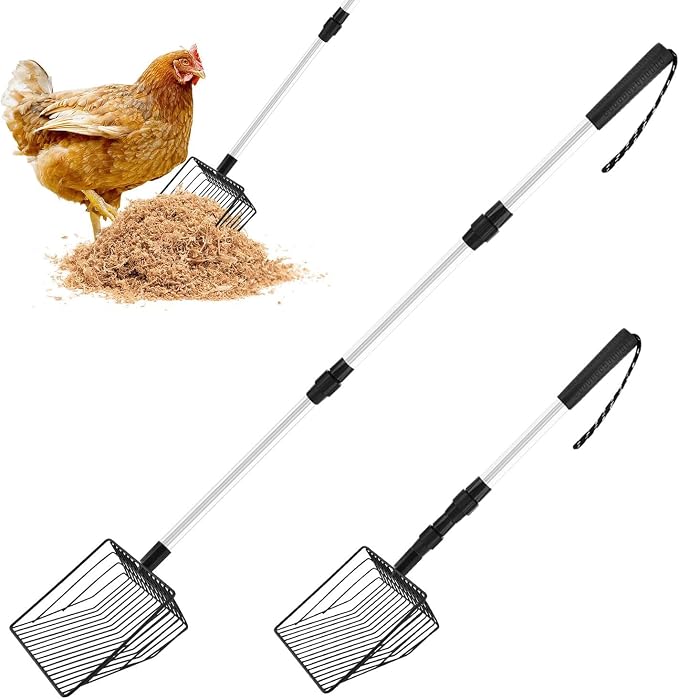 Chicken Poop Scooper, Heavy Duty Sifting Litter Scoopers, Chicken Coop Must by QWLWBU