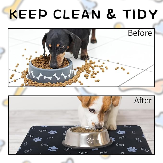 Pet Cat Dog Food Non Slip Mat for Water Bowl, Quick Dry Absorbent Feeding Mat - Image 5