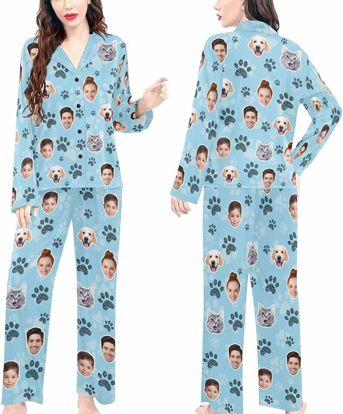 Artsadd Custom Pajamas for Women Men Family, Personalized Face Pjs Pajama Pants - Image 4