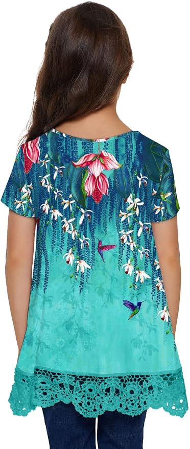 storeofbaby Girls Casual Tunic Tops Short Sleeve Loose Soft Blouse T-Shirt - Image 5