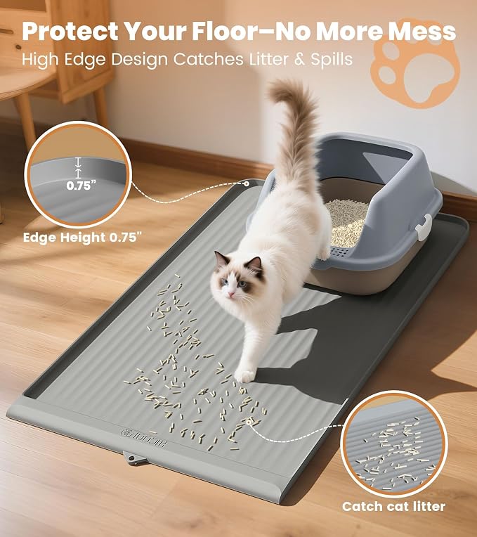 Cat Litter Mat 36x24 Inch, Silicone Litter Box Mat - Image 3