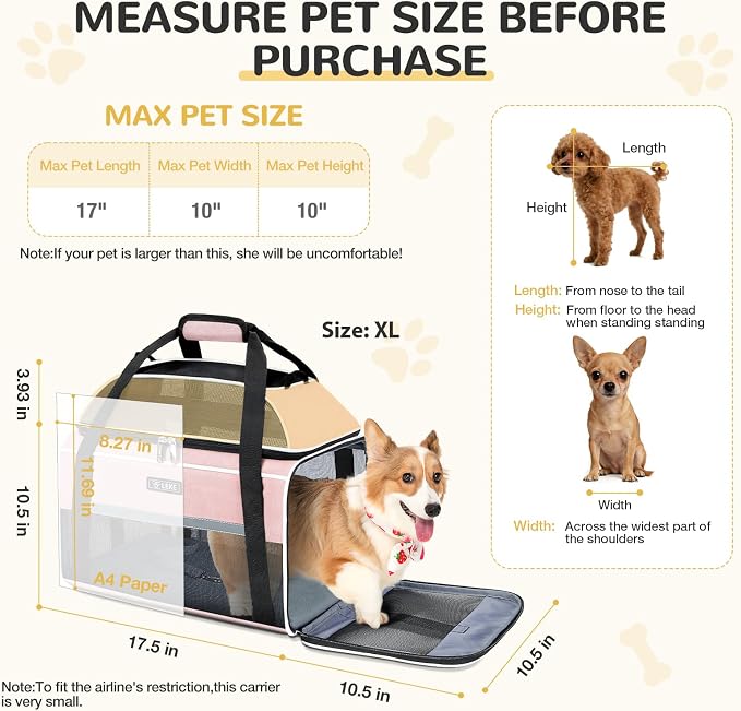 Lekereise Top-Expandable Pet Carrier 18x11x11Inch Delta American United Airline - Image 3