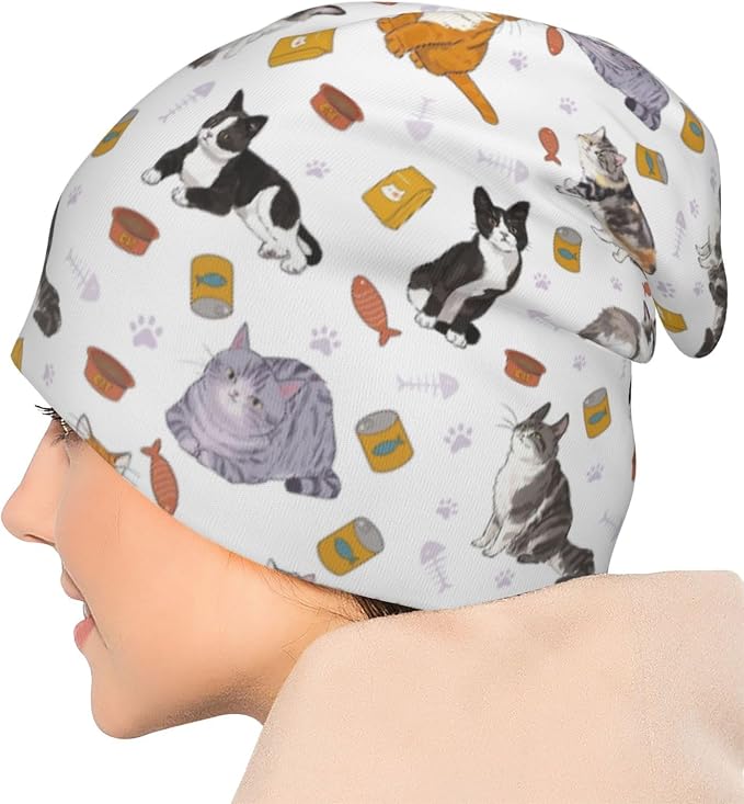 Beanie Skull Cap for Women&Men, Stretchy Soft Double-Layer Print Beanies - Image 2