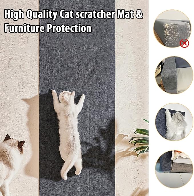 NATUYA Cat Scratcher Mat, 39.4"x15.8" Trimmable Couch Furniture Protector - Image 2
