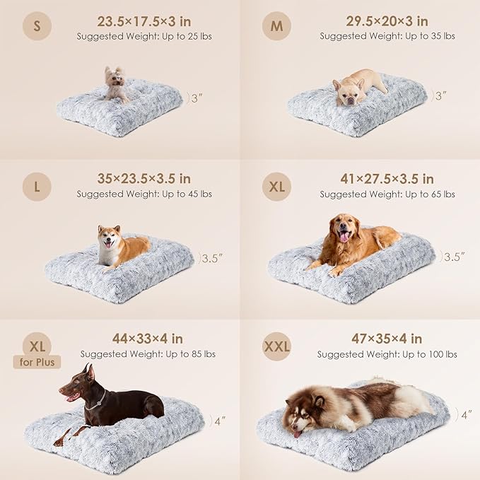 EHEYCIGA Fluffy Dog Crate Bed for Large Dogs, Plush Faux Fur Pad, Calming Anti - Image 2