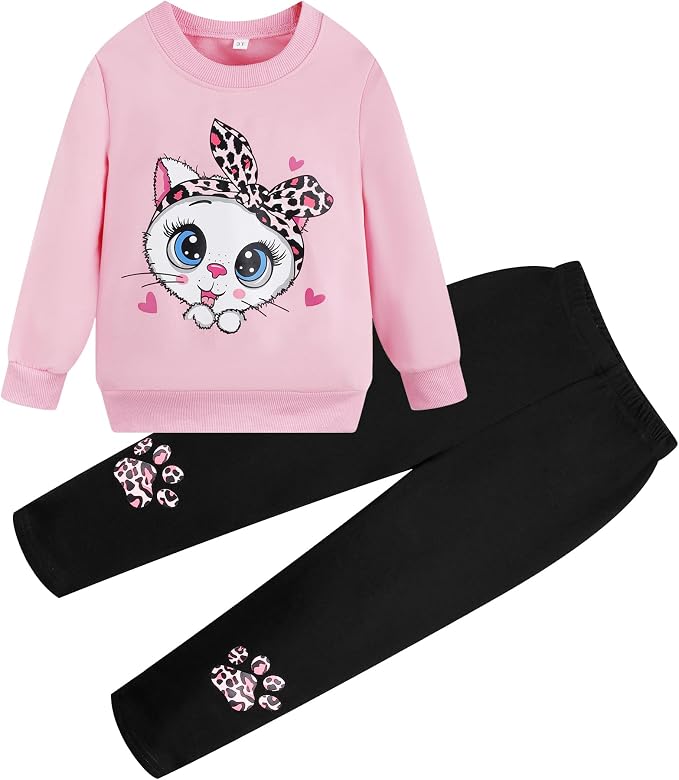 Little Girls Unicorn Outfits 2 Piece Kids Ruffle Sleeve Sweatshirt + Leggings by zarmfly