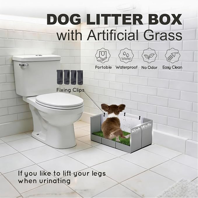 Dog Grass Pad with Tray Foldable Dog Litter Box High Walls, Odor Free - Image 2
