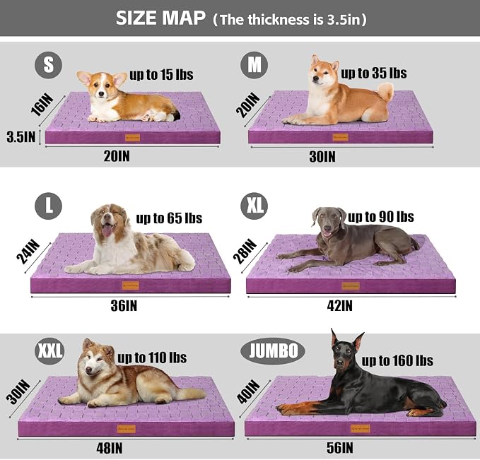 Patas Lague Orthopedic XL Dog Bed Large Sized Dog 48''X30'', Waterproof Soft - Image 5