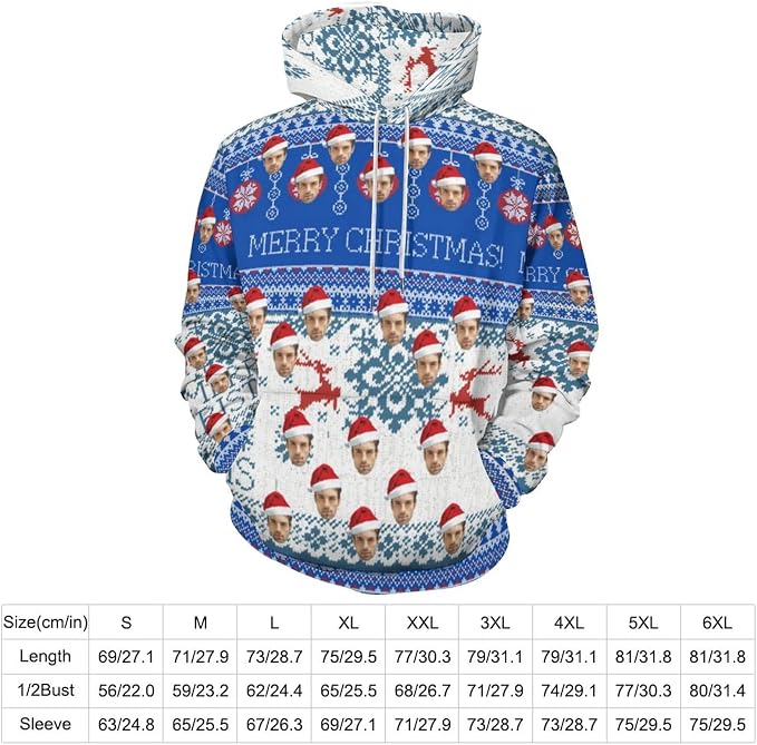 Artsadd Custom Face Unisex athletic Pockets Sweatshirt Loose Hoodie Custom - Image 3