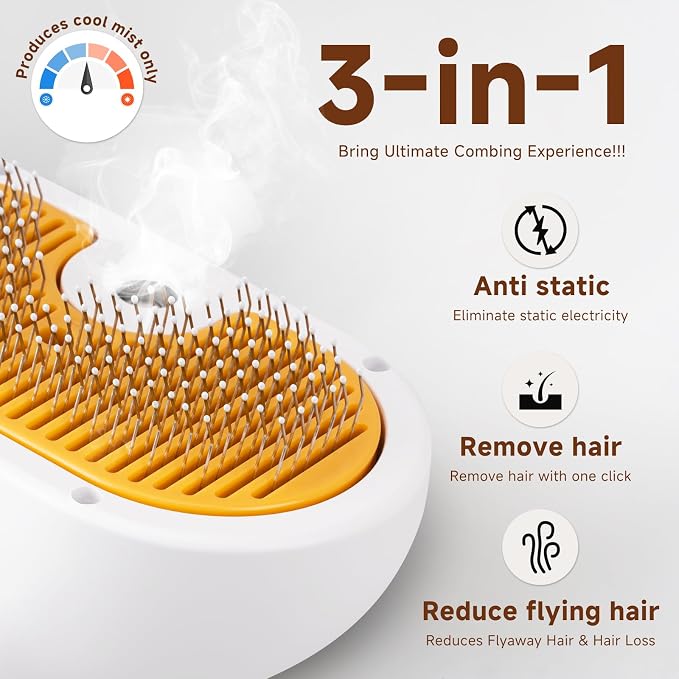 Pet Steam Brush for Dog & Cat–3-in-1 Spray Hair Removal Comb–Steam Brush for - Image 4