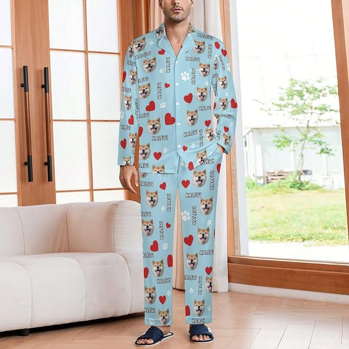 Custom Face Pajamas for Women Men, Personalized Dog Cat Pet Pajamas Set - Image 3