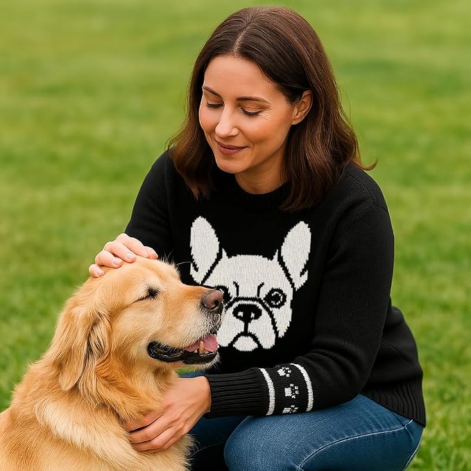 Custom Dog Knit Sweater for Women Personalized Pet Paw Print Pullover Dog Mom - Image 6