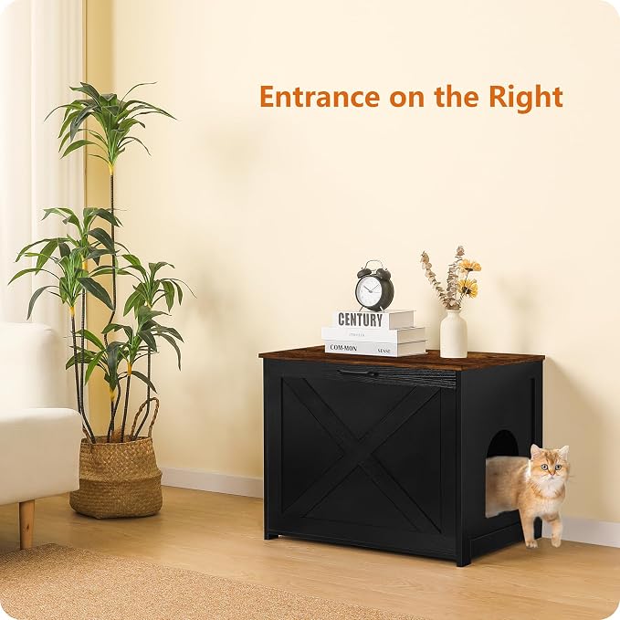 Dwanton Cat Litter Box Furniture Hidden, Cat Litter Box Enclosure, Reversible - Image 2