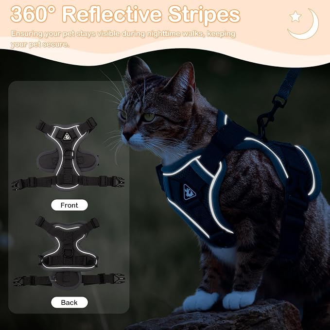 Cat Harness and Leash for Walking Soft Cat Harness Escape Proof, Adjustable - Image 4