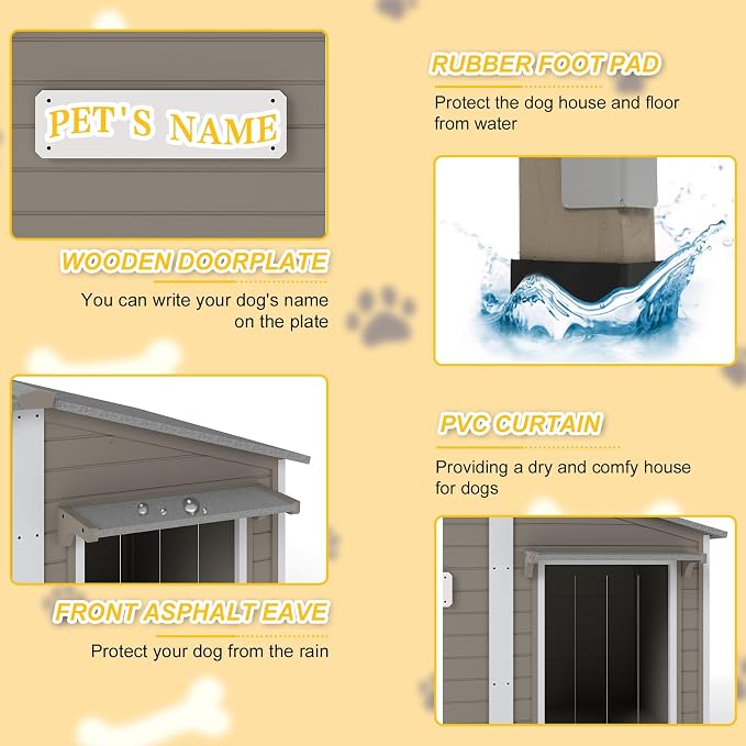 PetsCosset 55.1" L Large Dog House Outdoor & Indoor, Fir Wood Dog Kennel - Image 4