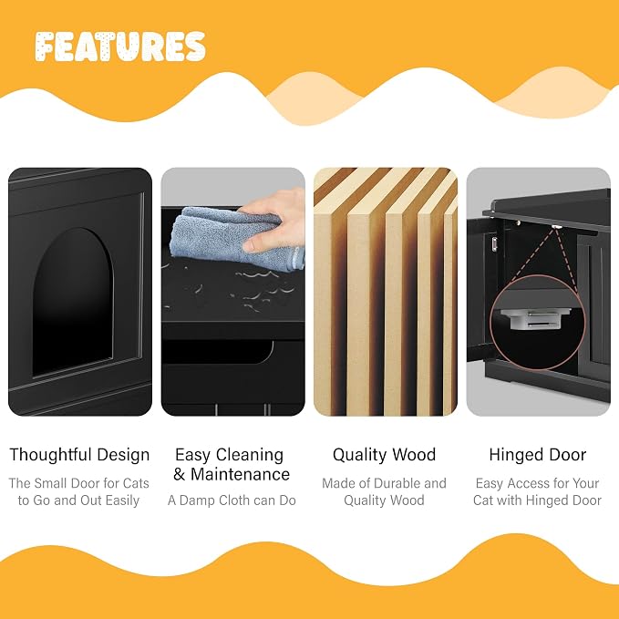Zeny Cat Litter Box Enclosure, Wooden Cabinet - Image 6