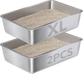 Stainless Steel Litter Box XL 2Pcs, XLarge Metal Cat Litter Box, Cat LitterBox by Nyutu