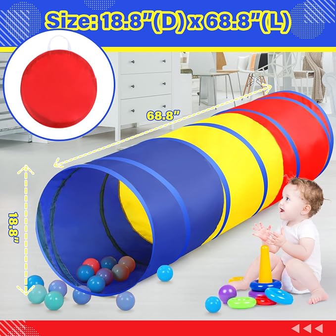 PigPigPen Kids Tunnel for Toddlers, Pop Up Play Tunnel Tent for Babies or Dogs - Image 7