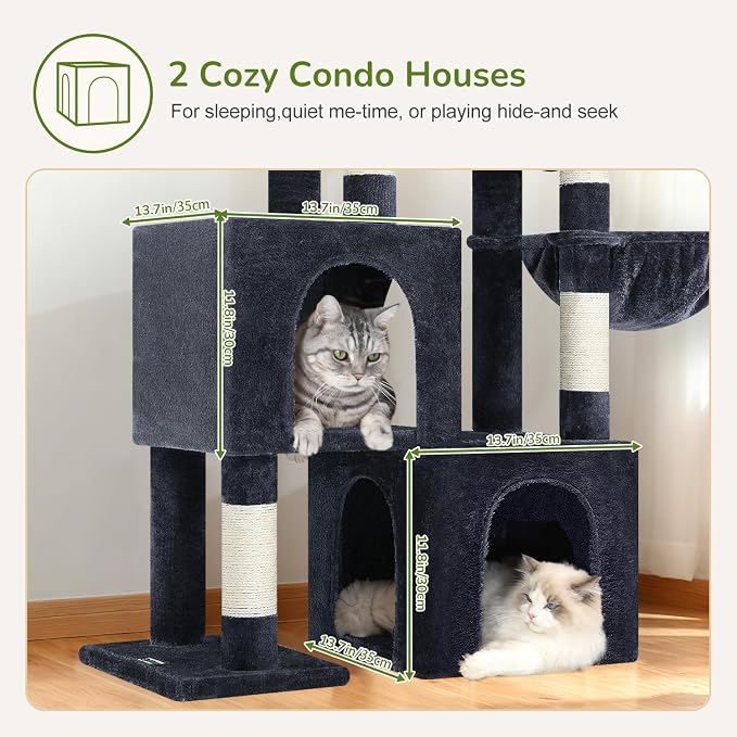 Globlazer Cat Tree Condo Tower for Multiple Indoor Cats, 52in Multi-Level Cat - Image 2